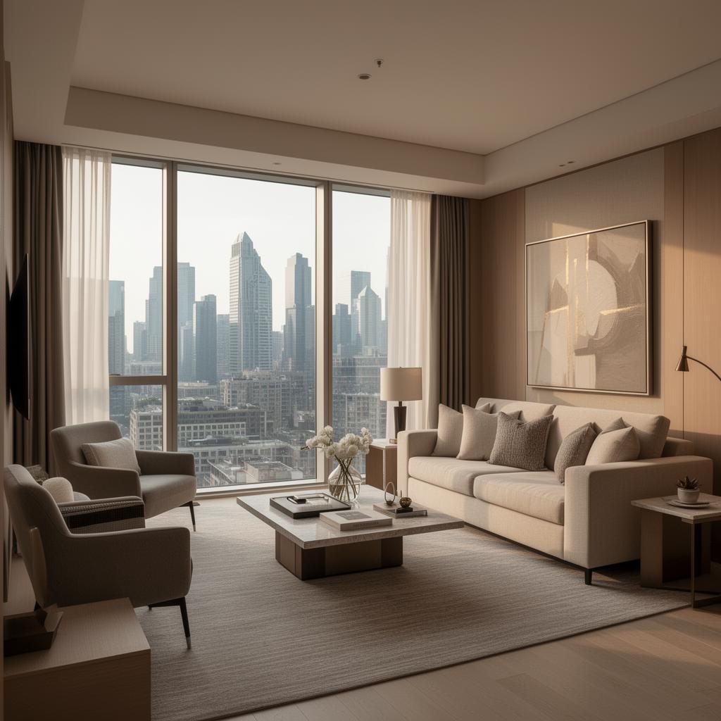 تصميم داخلي فاخر لوحدة سكنية في فندق شقق فندقية